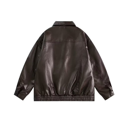 Retro Spring And Autumn New Leather Coat Coat Men's American Casual Loose Motorcycle Clothing
