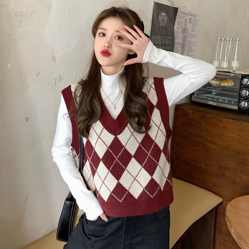 Retro V-neck Idle Style Vest Outerwear Top