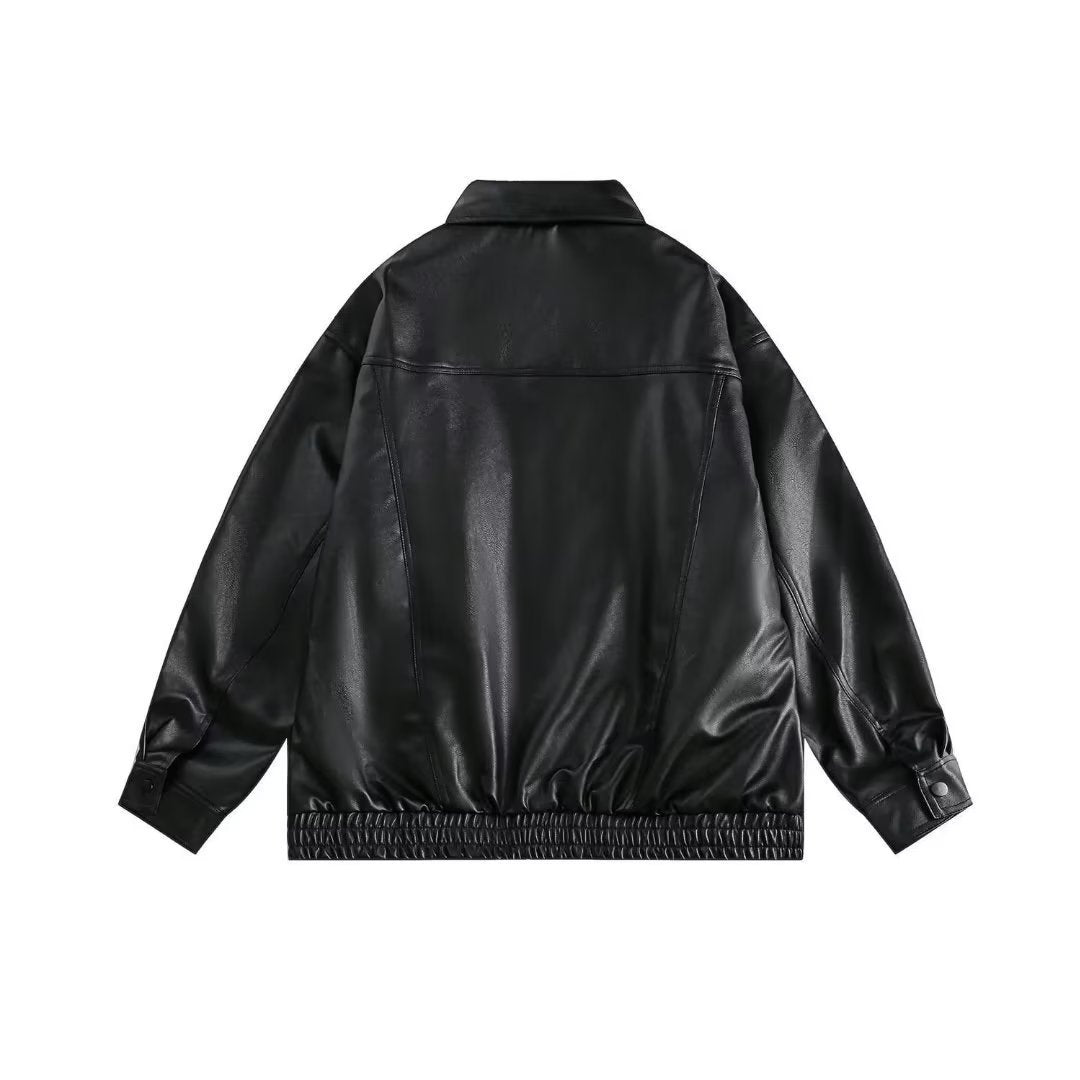 Retro Spring And Autumn New Leather Coat Coat Men's American Casual Loose Motorcycle Clothing