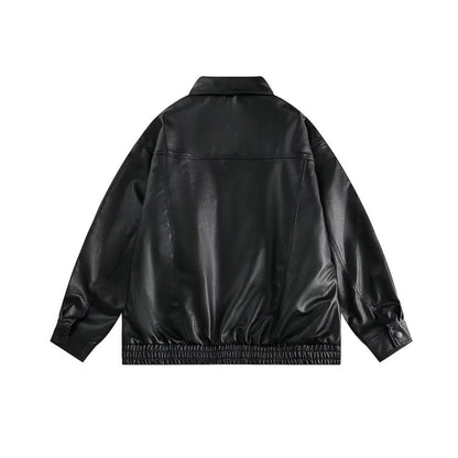 Retro Spring And Autumn New Leather Coat Coat Men's American Casual Loose Motorcycle Clothing