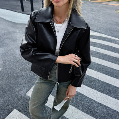 Long Sleeve Leather Coat Women's Clothing