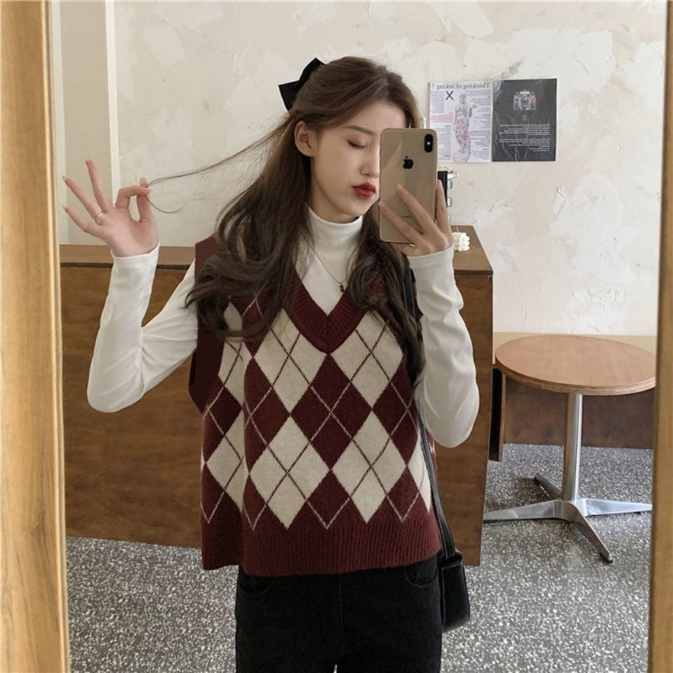 Retro V-neck Idle Style Vest Outerwear Top