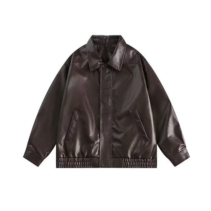 Retro Spring And Autumn New Leather Coat Coat Men's American Casual Loose Motorcycle Clothing