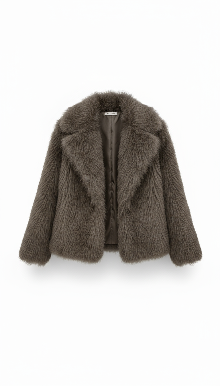 Solid Color Fluff Long Sleeve Coat