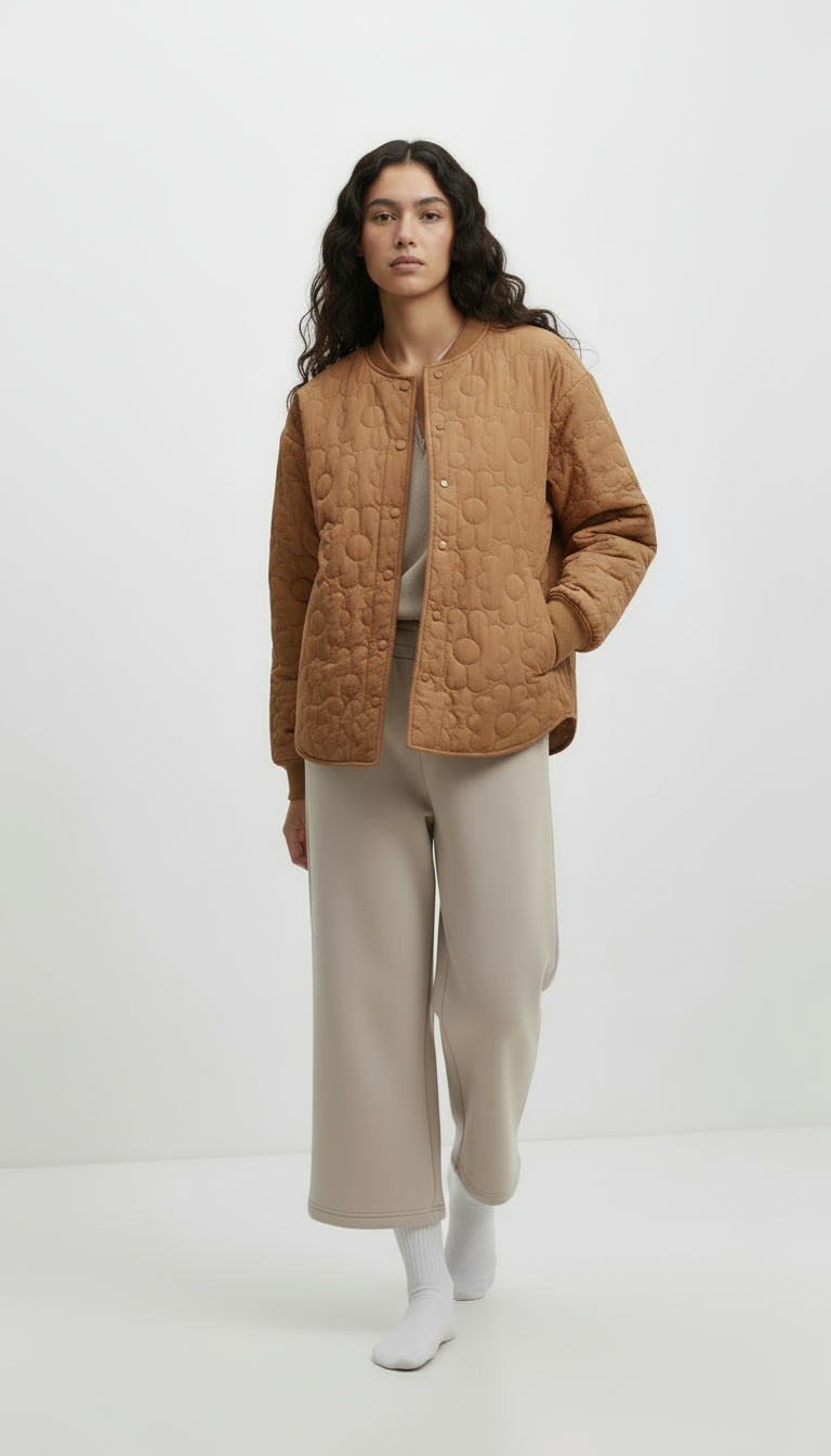 Women’s Quilted Cotton Jacket – Light Brown