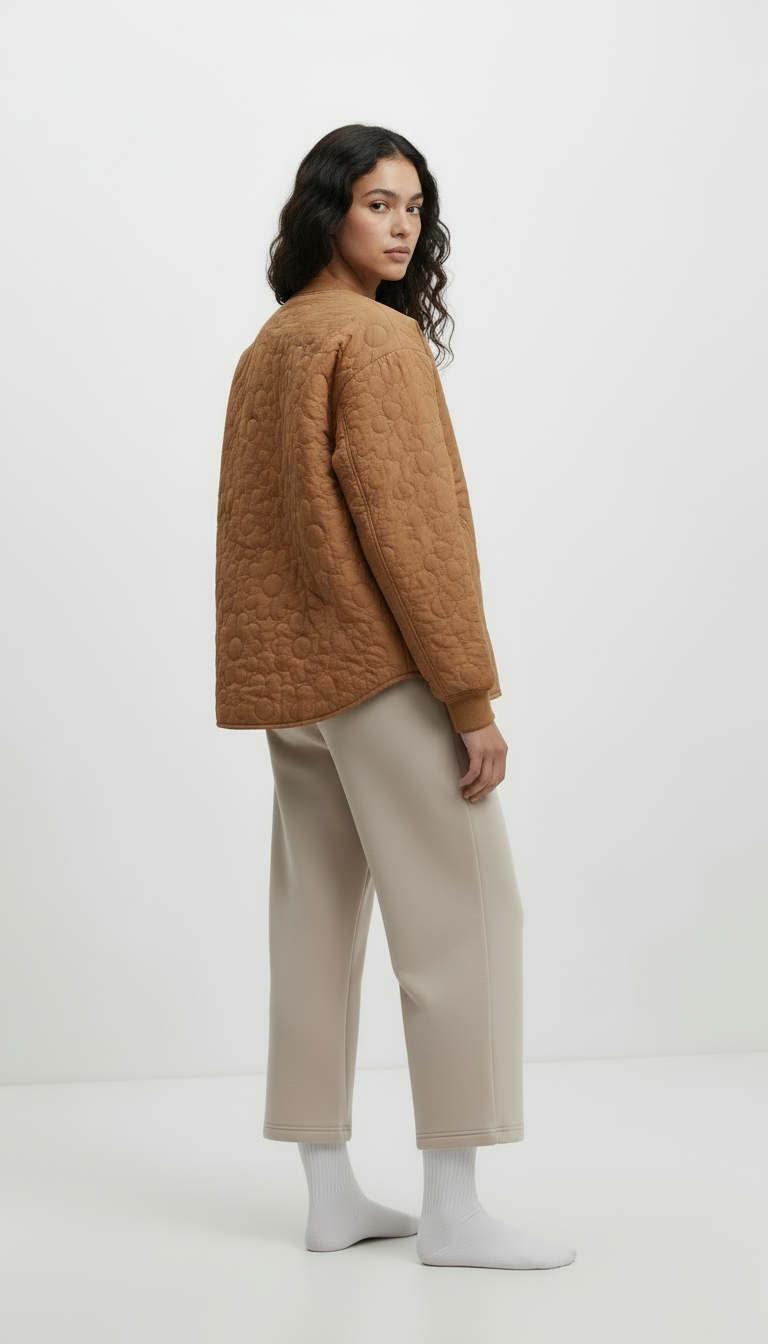 Women’s Quilted Cotton Jacket – Light Brown