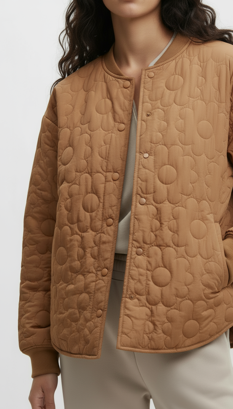 Women’s Quilted Cotton Jacket – Light Brown