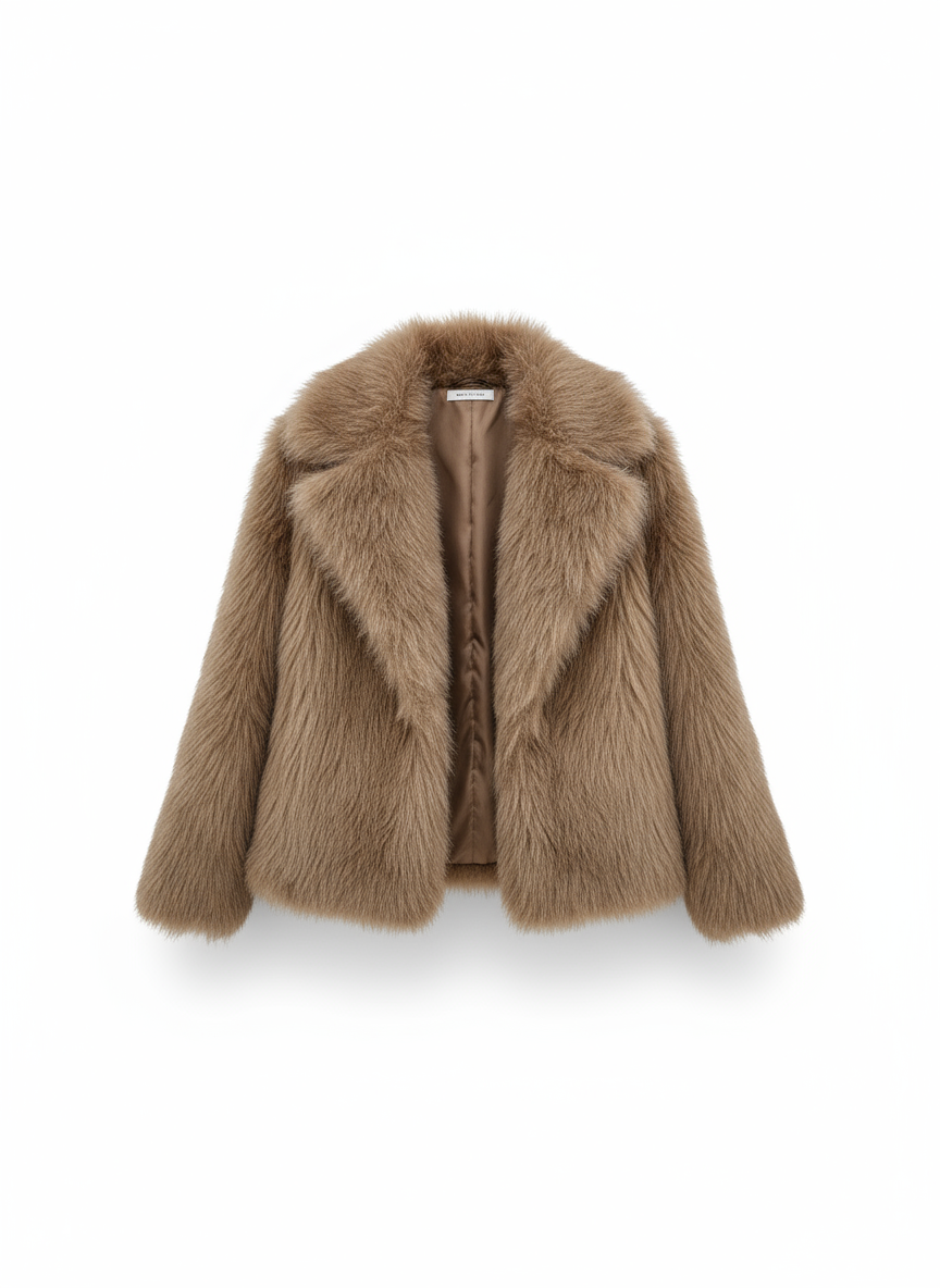 Solid Color Fluff Long Sleeve Coat