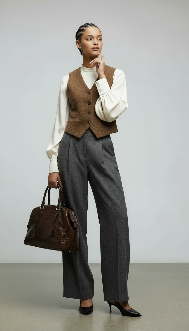 British Old Money Style Woolen Vest Female Spring