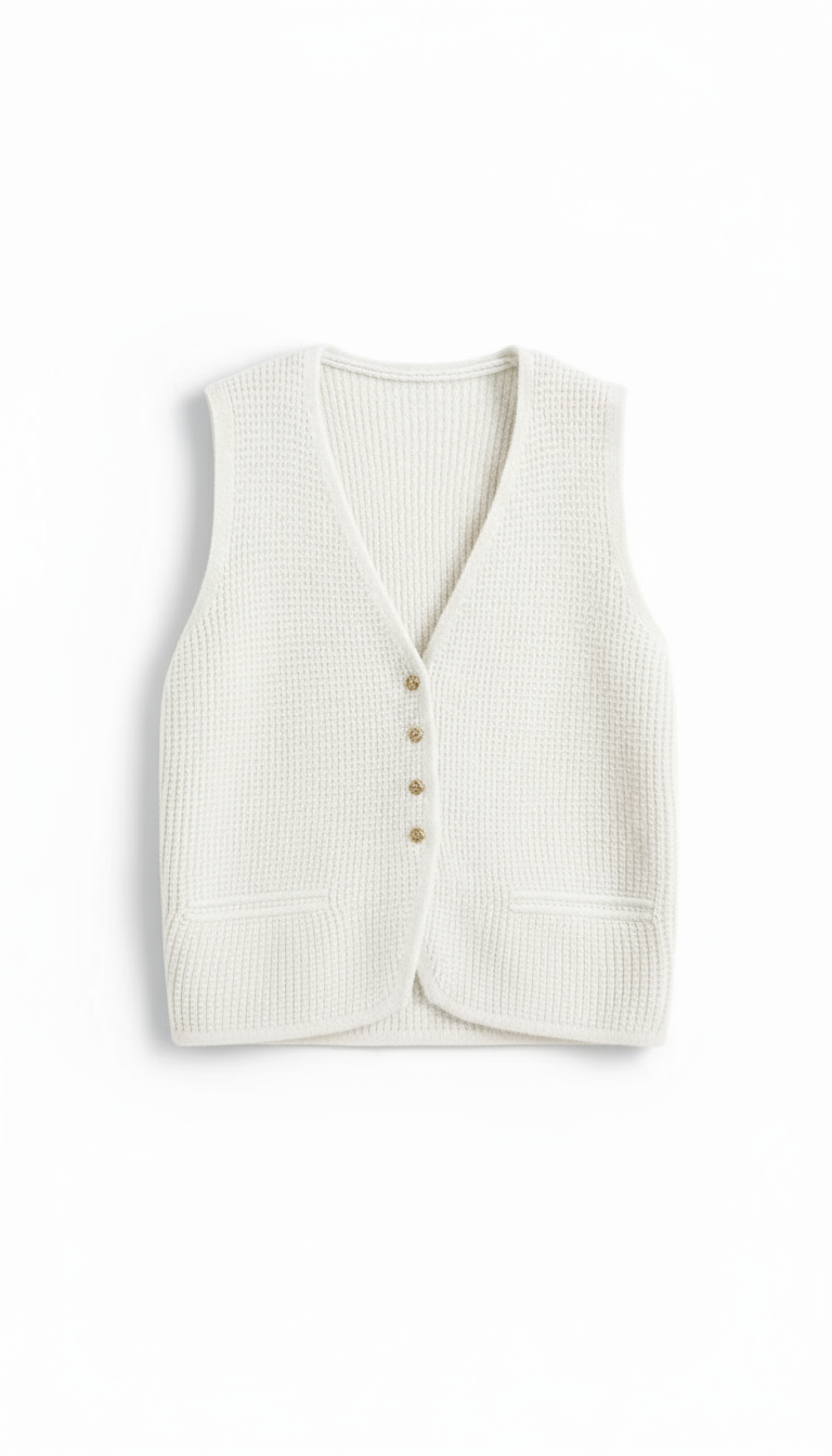Style V-neck Knitted Cardigan Vest Sweater