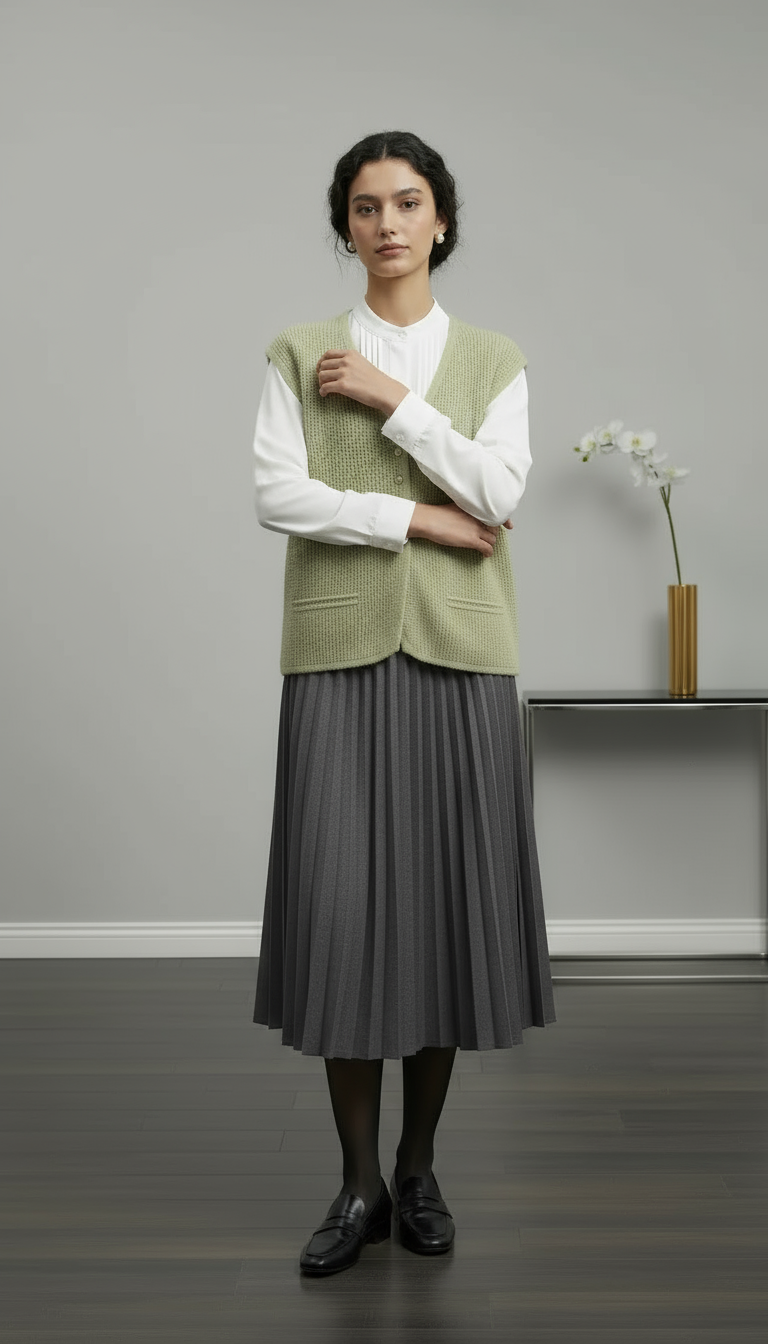 Style V-neck Knitted Cardigan Vest Sweater