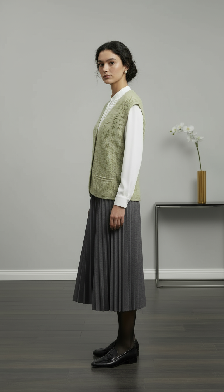 Style V-neck Knitted Cardigan Vest Sweater